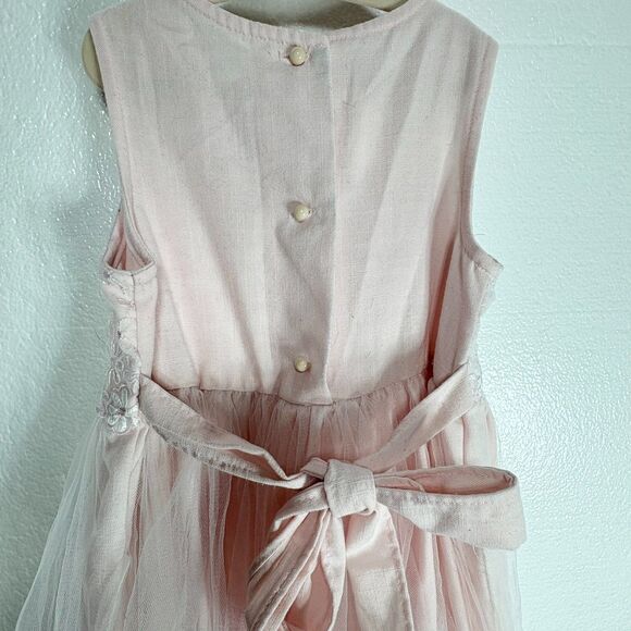 Bonnie Jean Girls Pageant Boutique Dress Size 8 Pink Floral Lace Tulle - Picture 6 of 8